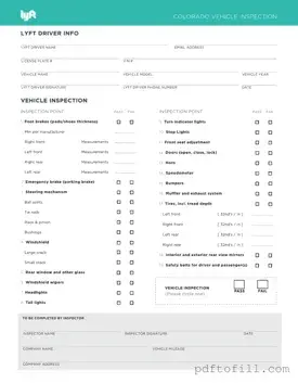 Free Lyft Inspection PDF Form