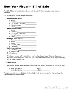 Official New York Firearm Bill of Sale Form