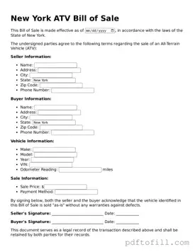 Official New York ATV Bill of Sale Form