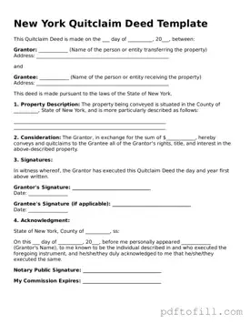 Official New York Quitclaim Deed Form