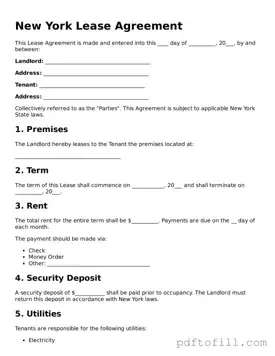 Official New York Lease Agreement Form