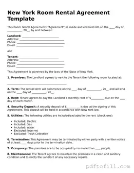 Official New York Room Rental Agreement Form