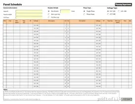 Free Electrical Panel Schedule PDF Form