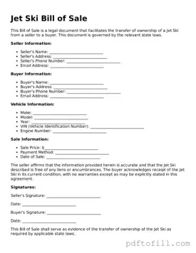 Printable Jet Ski Bill of Sale Template