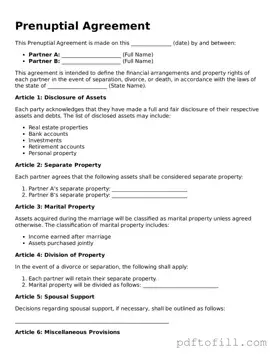Printable Prenuptial Agreement Template