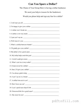 Free Donated A Dollar PDF Form
