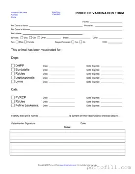Free Proof Of Vaccination Dog PDF Form