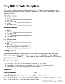 Printable Dog Bill of Sale Template