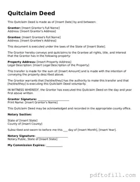 Printable Quitclaim Deed Template
