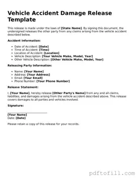 Printable Vehicle Accident Damage Release Template