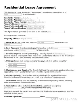 Printable Residential Lease Agreement Template