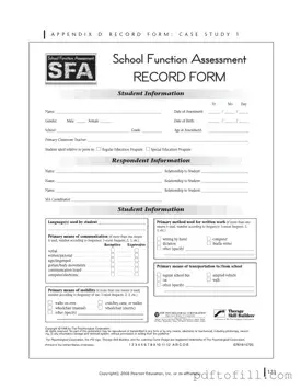 Free School Function Assessment PDF Form