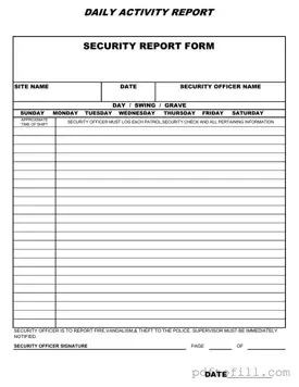 Free Security Guard Daily Report Sample PDF Form