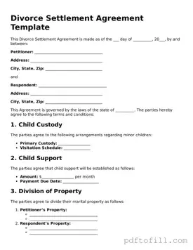 Printable Divorce Settlement Agreement Template
