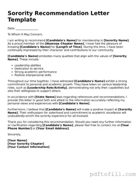 Printable Sorority Recommendation Letter Template