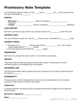 Printable Promissory Note Template