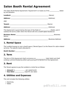 Printable Salon Booth Rental Agreement Template