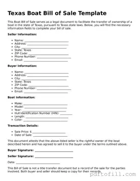 Official Texas Boat Bill of Sale Form