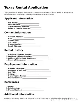 Official Texas Rental Application Form