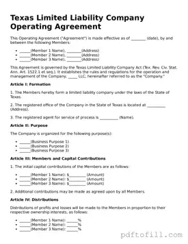 Official Texas Operating Agreement Form