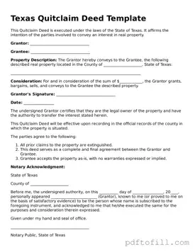 Official Texas Quitclaim Deed Form
