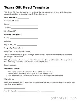 Official Texas Gift Deed Form
