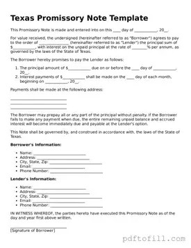 Official Texas Promissory Note Form