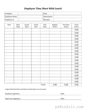 Free Time Card PDF Form