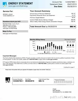 Free Utility Bill PDF Form