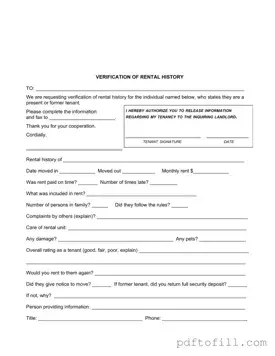 Free Verification Rental PDF Form