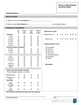 Free Work Release PDF Form