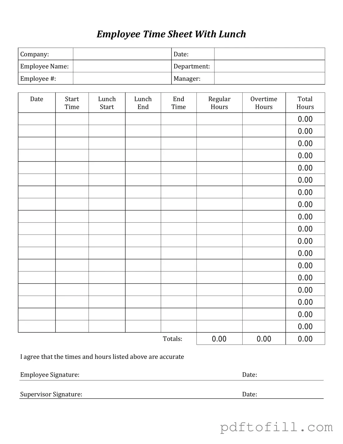 Free Time Card PDF Form